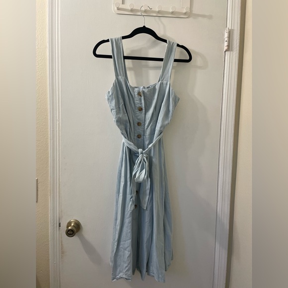 Eva Mendes Light Denim Midi Dress Small - Picture 3 of 12